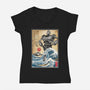 The Iron Giant In Japan Woodblock-Womens-V-Neck-Tee-DrMonekers