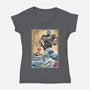 The Iron Giant In Japan Woodblock-Womens-V-Neck-Tee-DrMonekers