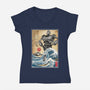 The Iron Giant In Japan Woodblock-Womens-V-Neck-Tee-DrMonekers