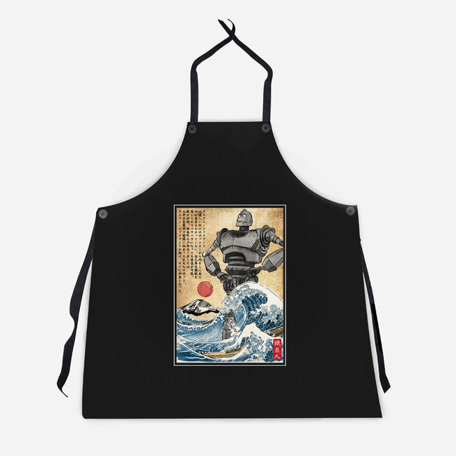 The Iron Giant In Japan Woodblock-Unisex-Kitchen-Apron-DrMonekers