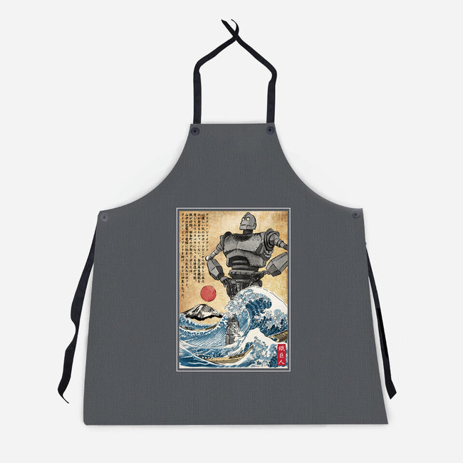 The Iron Giant In Japan Woodblock-Unisex-Kitchen-Apron-DrMonekers