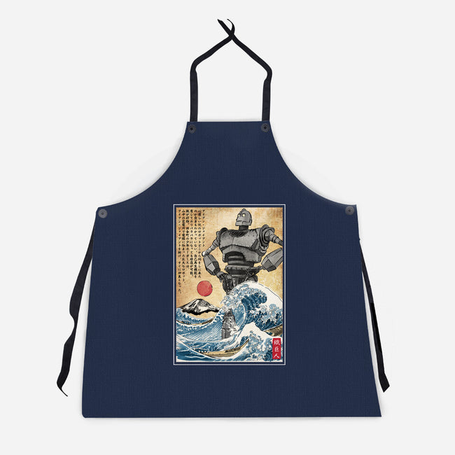 The Iron Giant In Japan Woodblock-Unisex-Kitchen-Apron-DrMonekers