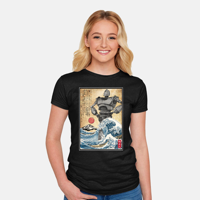 The Iron Giant In Japan Woodblock-Womens-Fitted-Tee-DrMonekers