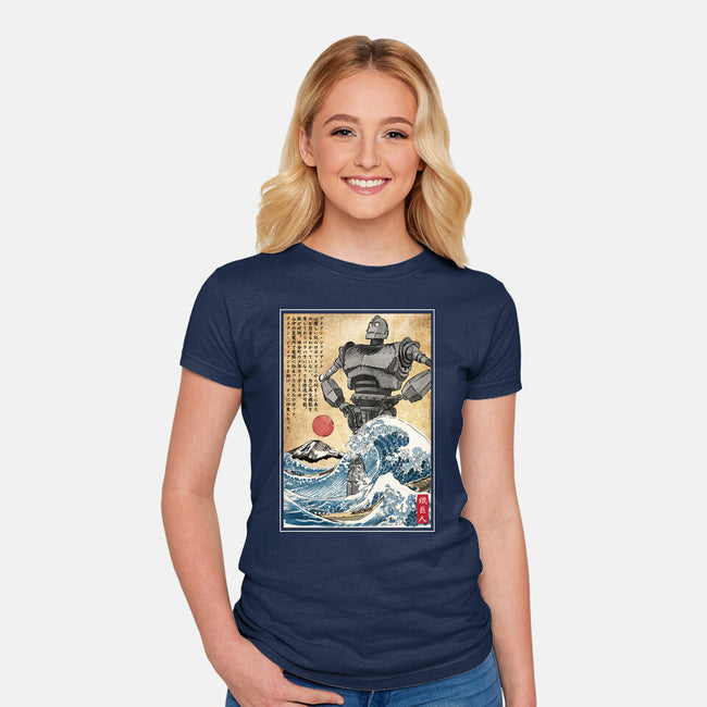 The Iron Giant In Japan Woodblock-Womens-Fitted-Tee-DrMonekers