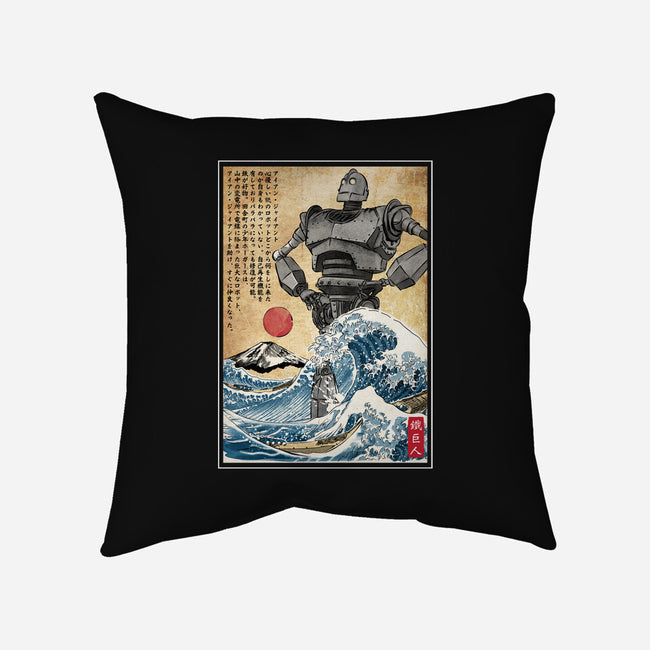 The Iron Giant In Japan Woodblock-None-Removable Cover w Insert-Throw Pillow-DrMonekers