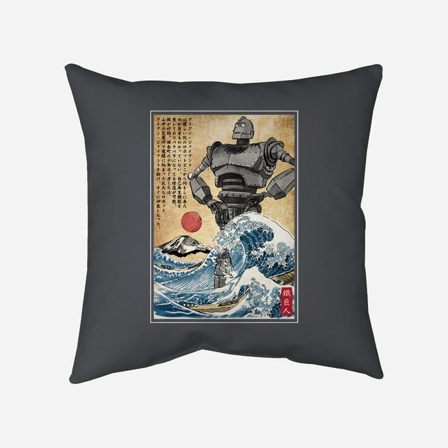 The Iron Giant In Japan Woodblock-None-Removable Cover w Insert-Throw Pillow-DrMonekers
