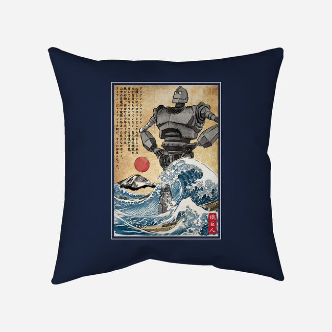 The Iron Giant In Japan Woodblock-None-Removable Cover w Insert-Throw Pillow-DrMonekers