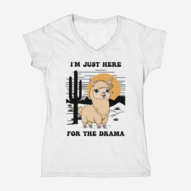I’m Just Here For The Drama-Womens-V-Neck-Tee-Trendlory