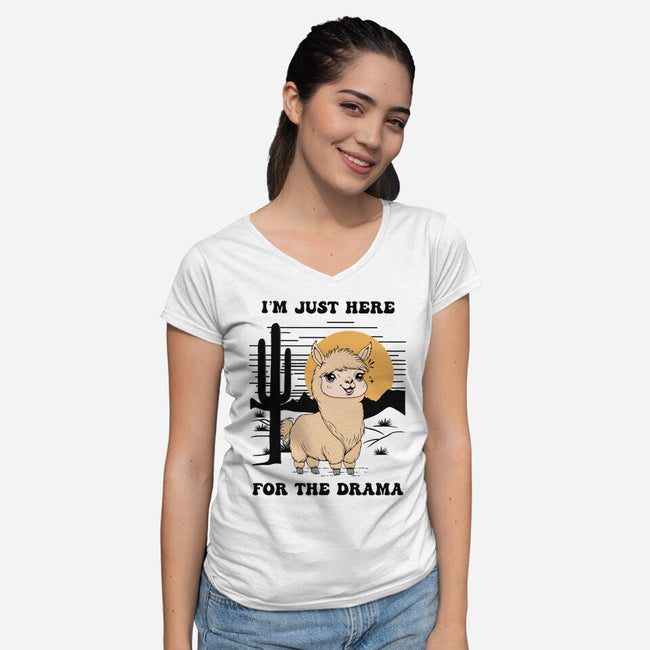 I’m Just Here For The Drama-Womens-V-Neck-Tee-Trendlory