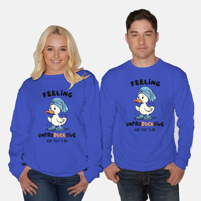 Feeling UnproDUCKtive-Unisex-Crew Neck-Sweatshirt-Trendlory