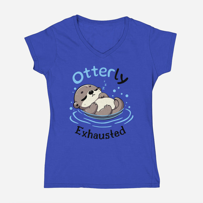 Otterly Exhausted-Womens-V-Neck-Tee-Trendlory