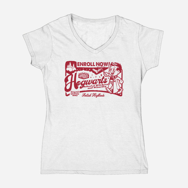 Wizardry Ad-Womens-V-Neck-Tee-Arinesart