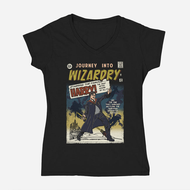 Journey Into Wizardry-Womens-V-Neck-Tee-Arinesart
