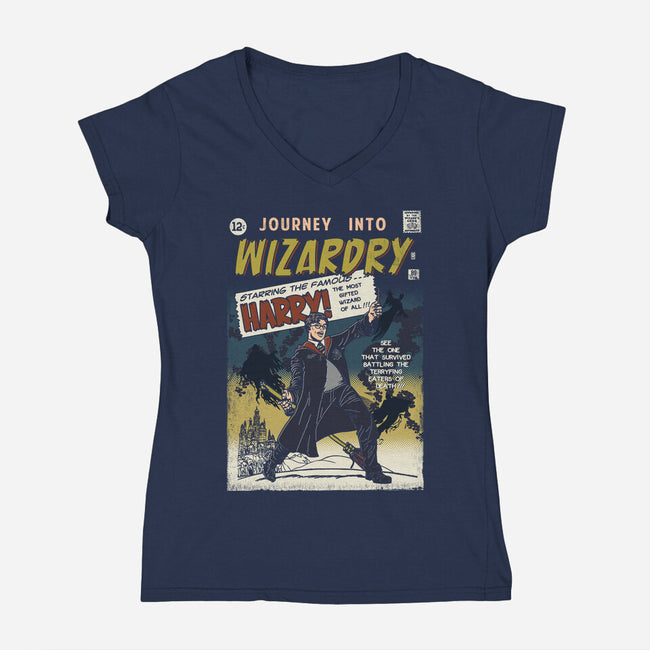 Journey Into Wizardry-Womens-V-Neck-Tee-Arinesart