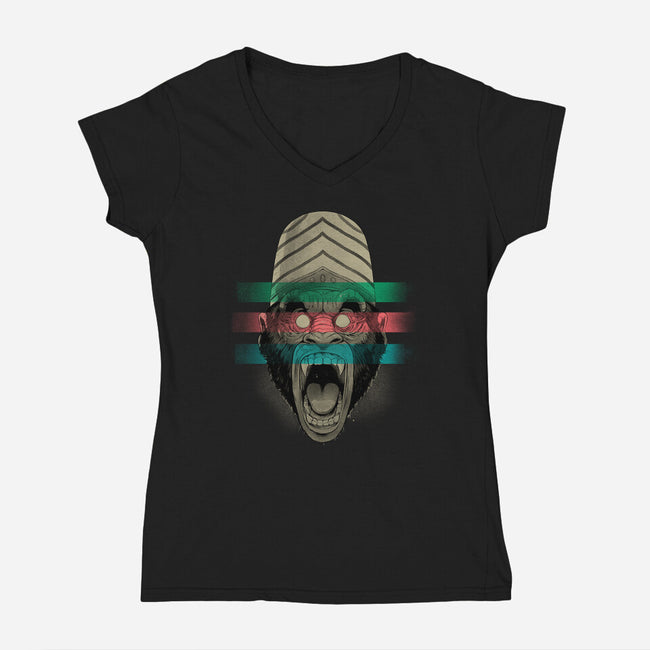 Primate Fury-Womens-V-Neck-Tee-Bruno Mota