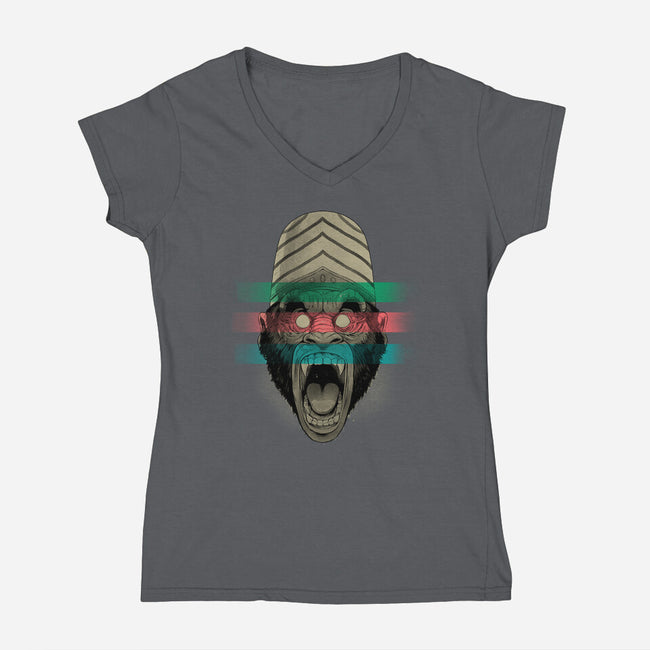 Primate Fury-Womens-V-Neck-Tee-Bruno Mota