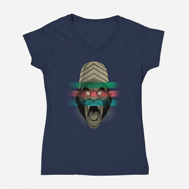 Primate Fury-Womens-V-Neck-Tee-Bruno Mota