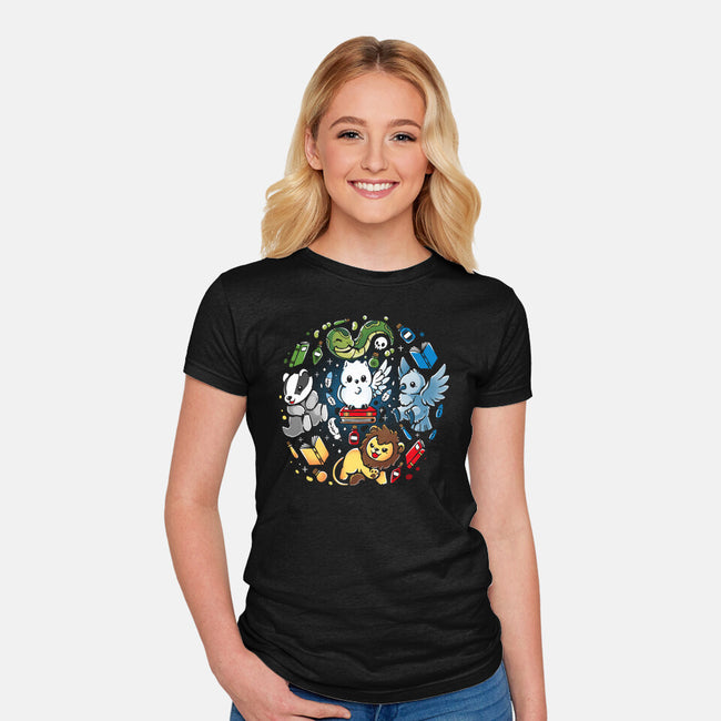 Magical Animal Family-Womens-Fitted-Tee-Vallina84