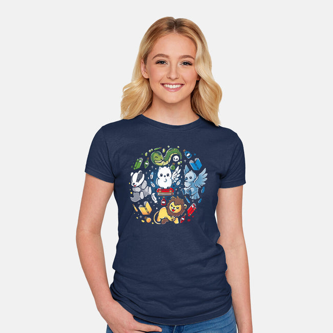 Magical Animal Family-Womens-Fitted-Tee-Vallina84