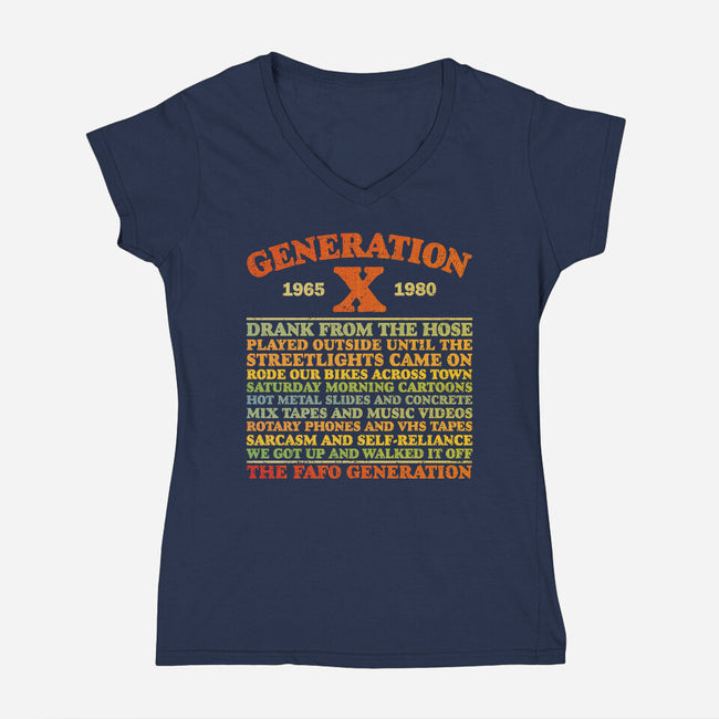 Gen X Summer Day-Womens-V-Neck-Tee-kg07