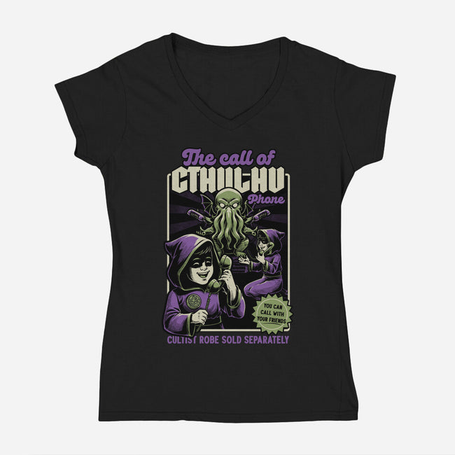 Cthulhu Phone Toy-Womens-V-Neck-Tee-Studio Mootant