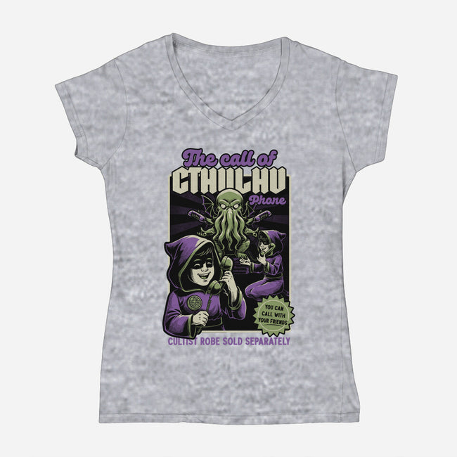 Cthulhu Phone Toy-Womens-V-Neck-Tee-Studio Mootant