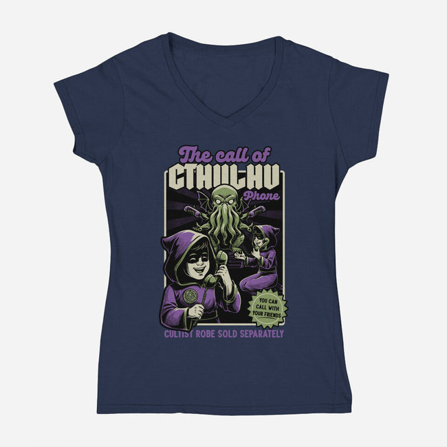 Cthulhu Phone Toy-Womens-V-Neck-Tee-Studio Mootant