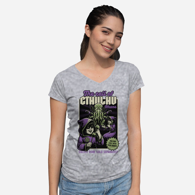Cthulhu Phone Toy-Womens-V-Neck-Tee-Studio Mootant