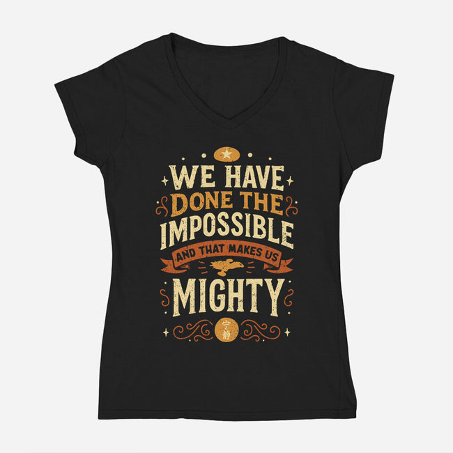 Mighty Heroes-Womens-V-Neck-Tee-retrodivision