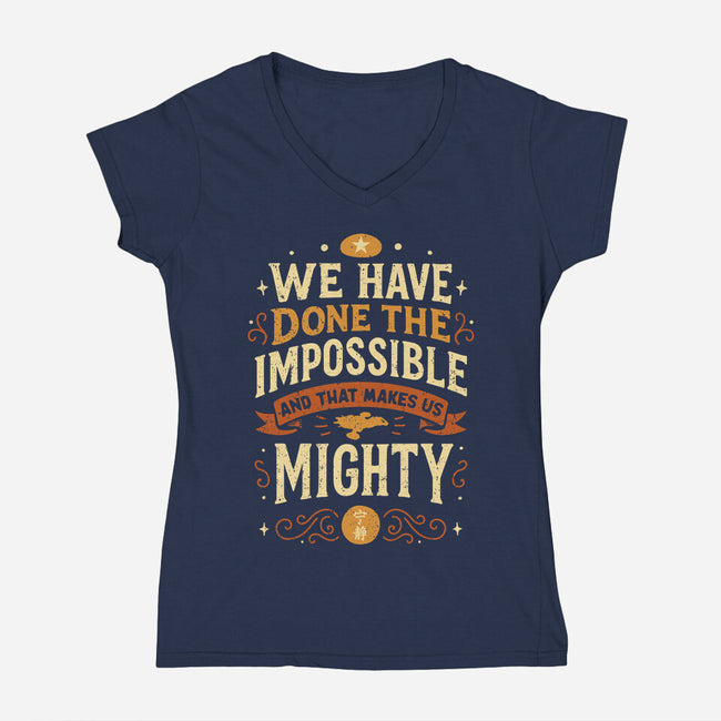 Mighty Heroes-Womens-V-Neck-Tee-retrodivision
