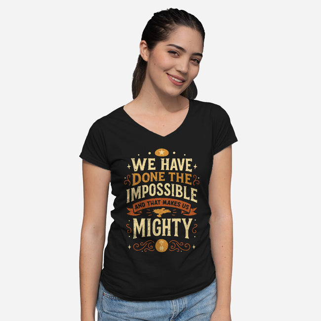 Mighty Heroes-Womens-V-Neck-Tee-retrodivision