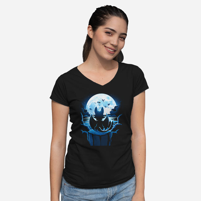 Dragon Land-Womens-V-Neck-Tee-Vallina84