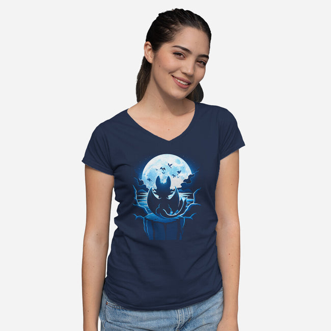Dragon Land-Womens-V-Neck-Tee-Vallina84