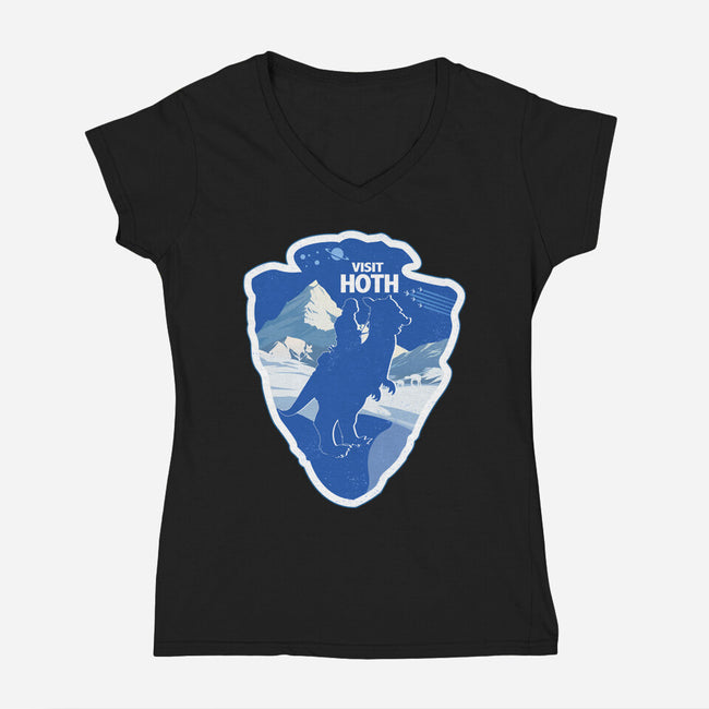 Visit Hoth-Womens-V-Neck-Tee-palmstreet