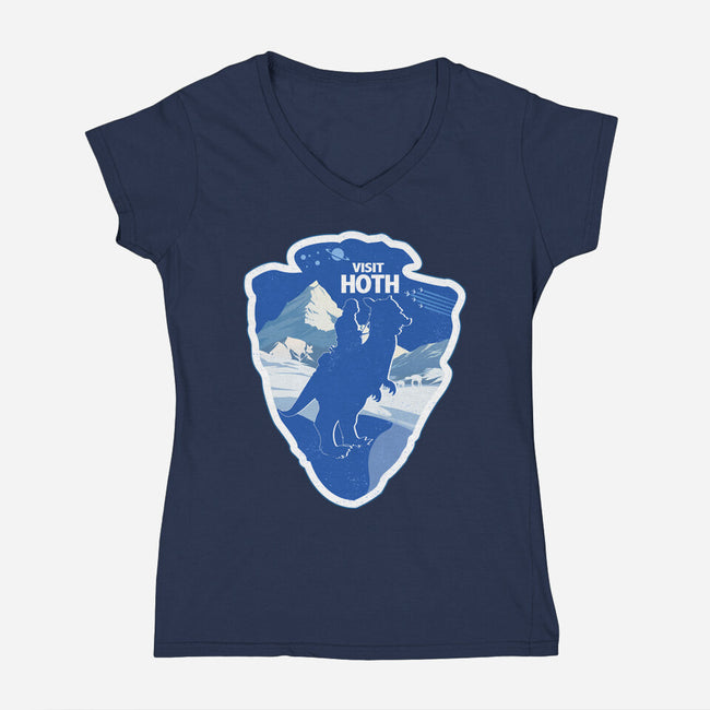Visit Hoth-Womens-V-Neck-Tee-palmstreet