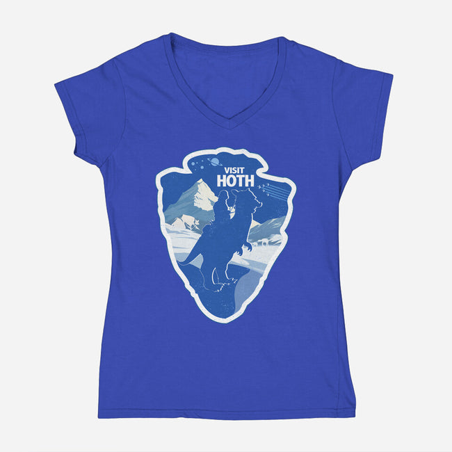 Visit Hoth-Womens-V-Neck-Tee-palmstreet