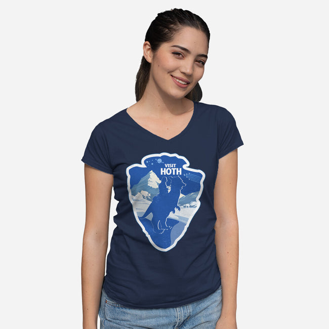 Visit Hoth-Womens-V-Neck-Tee-palmstreet