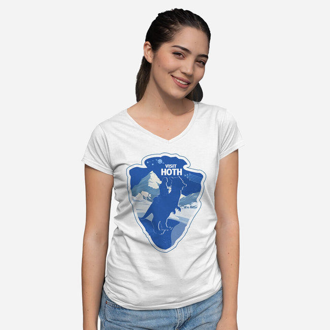Visit Hoth-Womens-V-Neck-Tee-palmstreet