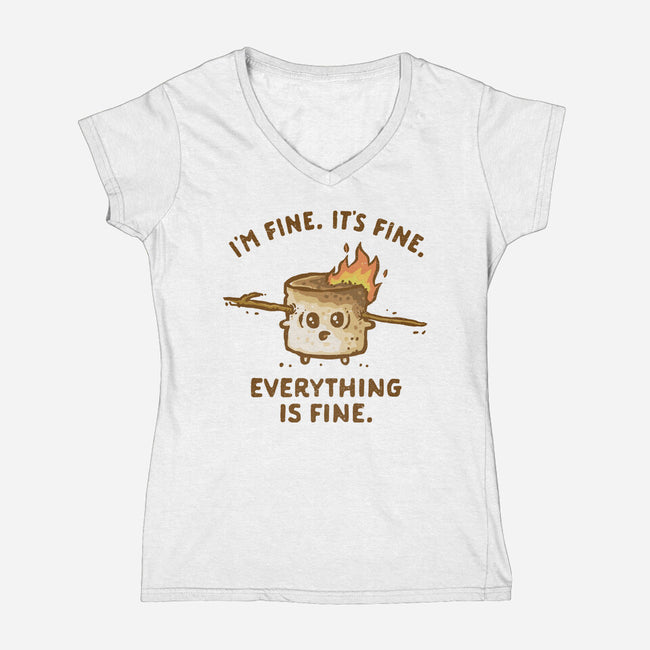 Everything Is Fine-Womens-V-Neck-Tee-kg07