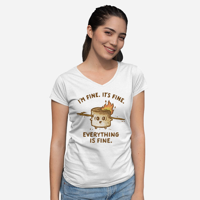 Everything Is Fine-Womens-V-Neck-Tee-kg07