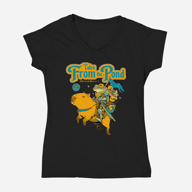 Tales From The Pond-Womens-V-Neck-Tee-Hafaell