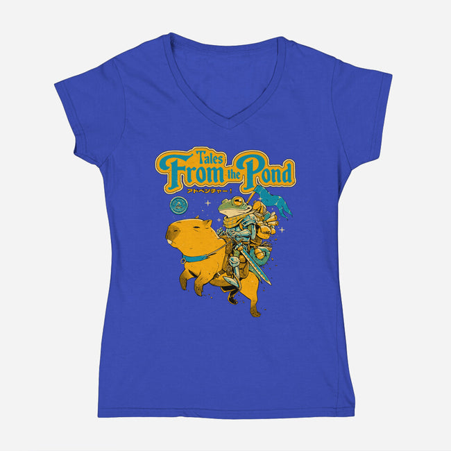 Tales From The Pond-Womens-V-Neck-Tee-Hafaell