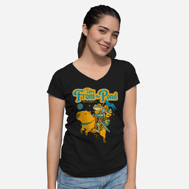 Tales From The Pond-Womens-V-Neck-Tee-Hafaell