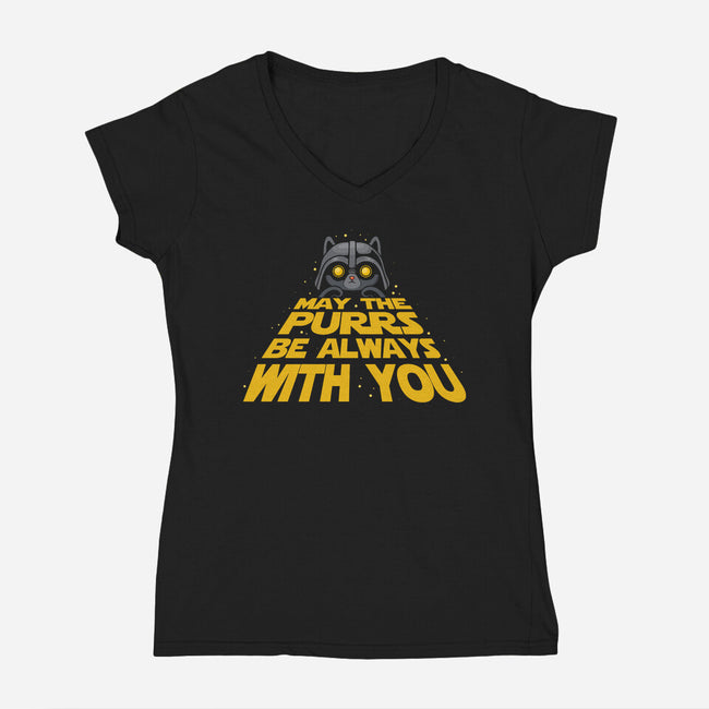May The Purrs Be With You-Womens-V-Neck-Tee-erion_designs