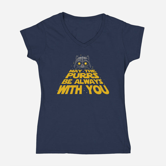 May The Purrs Be With You-Womens-V-Neck-Tee-erion_designs