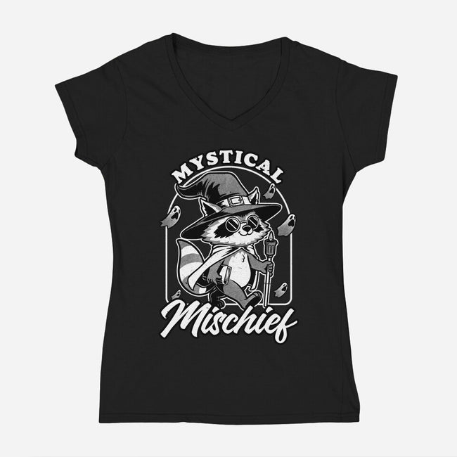 Wizard Magical Raccoon-Womens-V-Neck-Tee-Studio Mootant