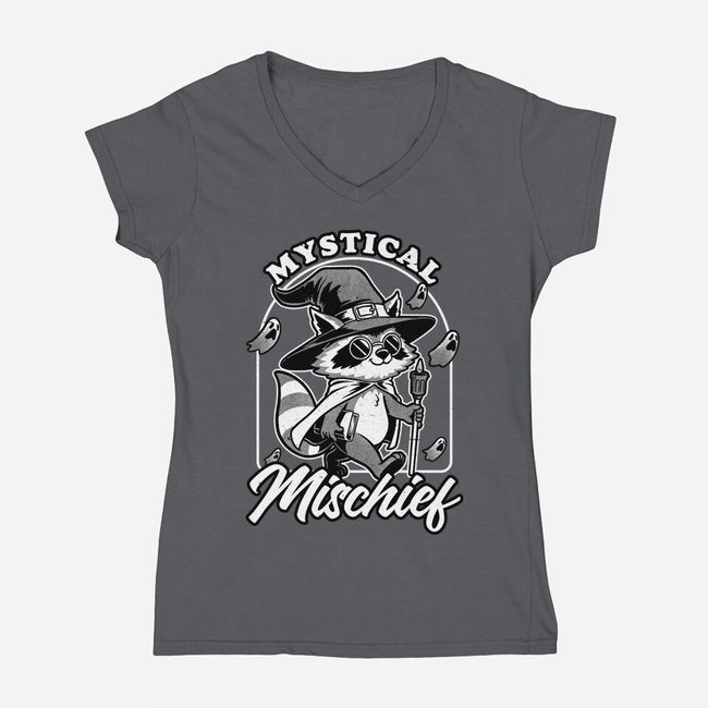 Wizard Magical Raccoon-Womens-V-Neck-Tee-Studio Mootant