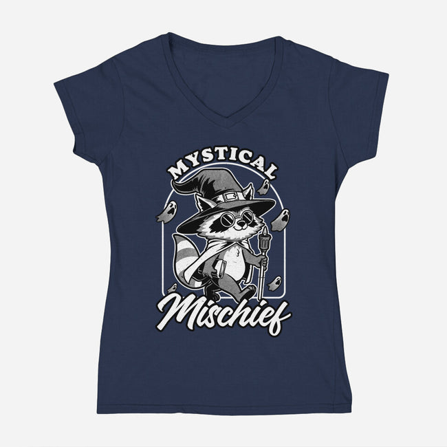 Wizard Magical Raccoon-Womens-V-Neck-Tee-Studio Mootant