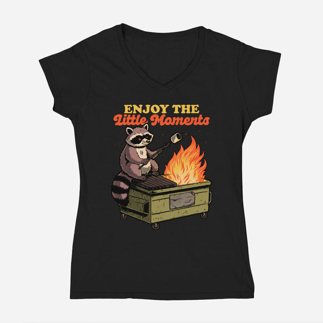 Raccoon Dumpster Fire-Womens-V-Neck-Tee-Studio Mootant