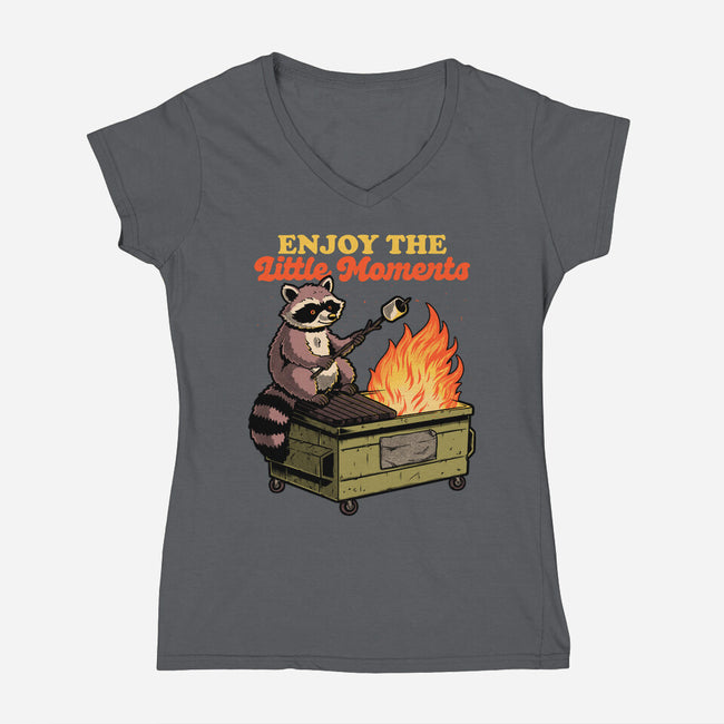 Raccoon Dumpster Fire-Womens-V-Neck-Tee-Studio Mootant